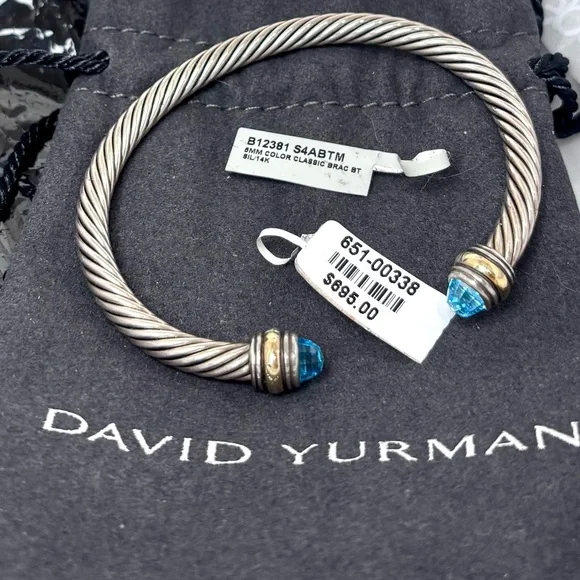 David Yurman Classic Cable bracelet Blue Topaz 14k Gold - Picture 4 of 4